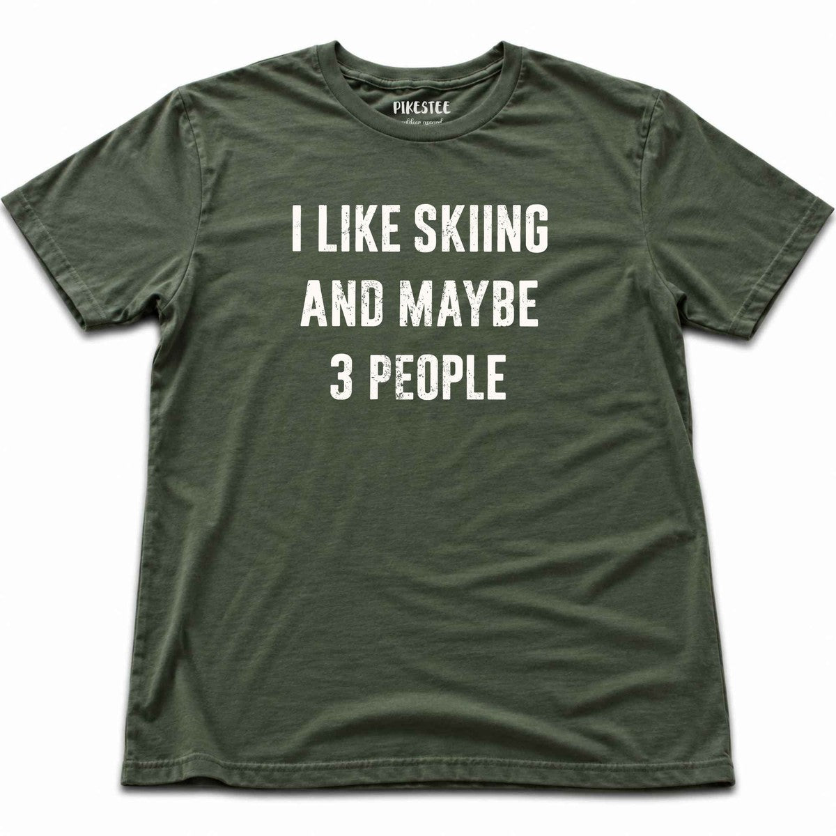 Ilike Skiing Typo T-shirt - Military Green