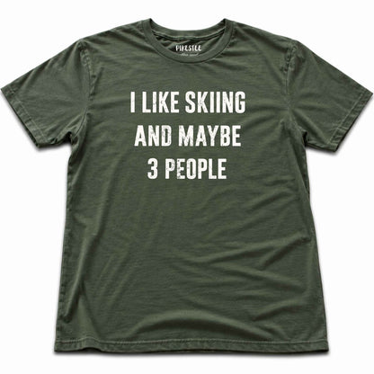 Ilike Skiing Typo T-shirt - Military Green