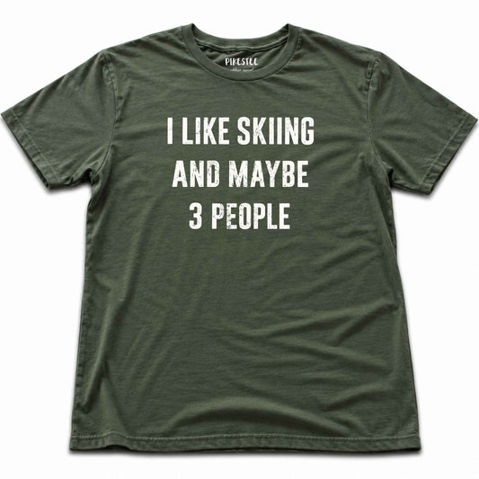 Ilike Skiing Typo T-shirt - Military Green
