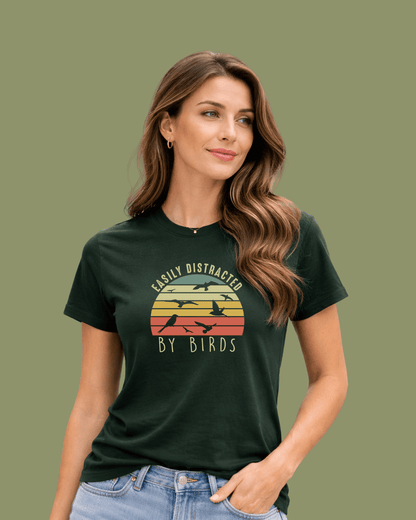 Easily Distracted By Birds Colors T-shirt