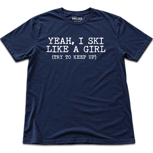 I Ski Like A Girl T-shirt - Navy