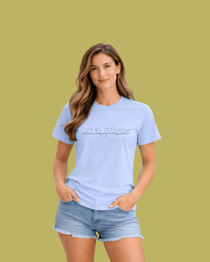 Birds line Line Art T-shirt