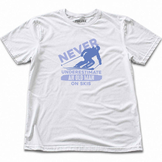 Old Man On Skis T-shirt - White