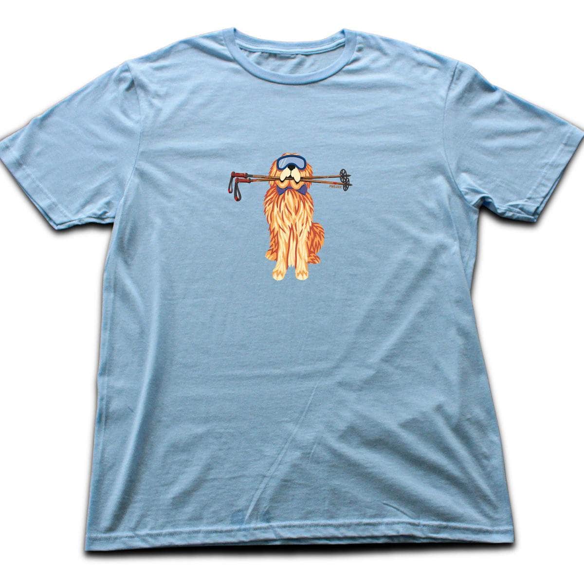 Dog And Ski Poles T-shirt - Light Blue