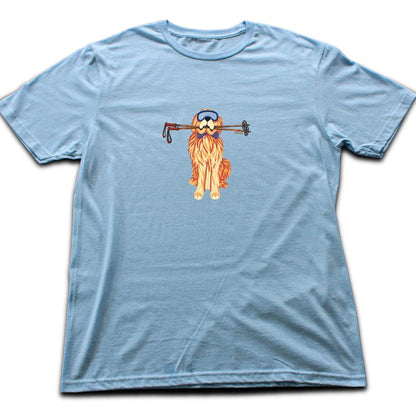 Dog And Ski Poles T-shirt - Light Blue