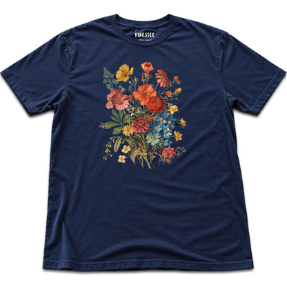 "Boho Flowers" graphic T-shirt - Navy