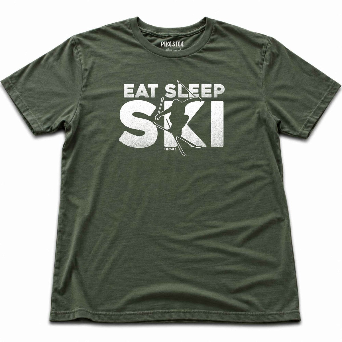 Eat Sleep Ski T-shirt - Military Green