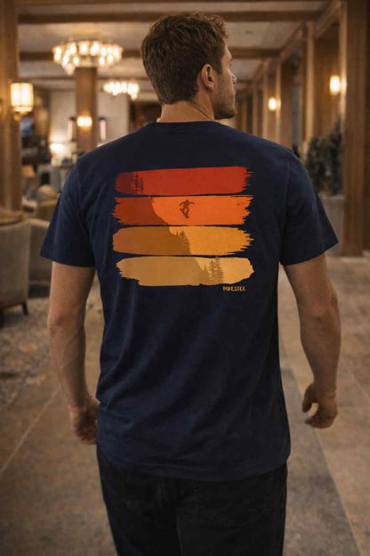 Back Print Gradient Snowboard Colors T-shirt