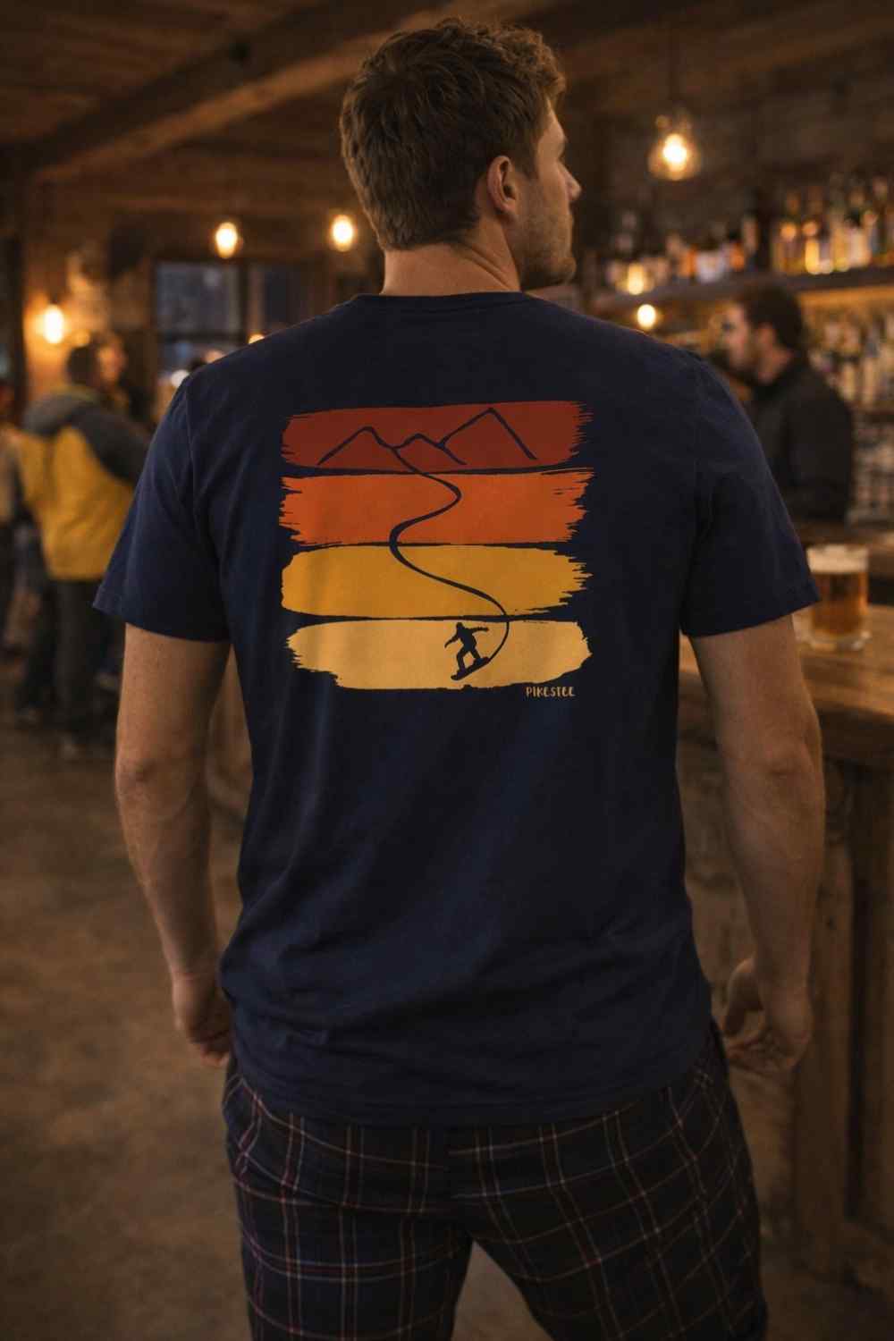 Back Print Gradient Snowboard Path T-shirt