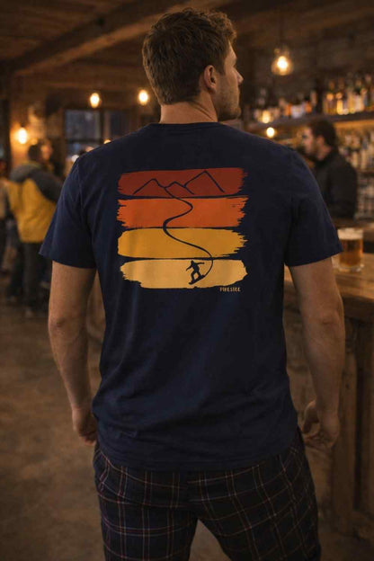 Back Print Gradient Snowboard Path T-shirt