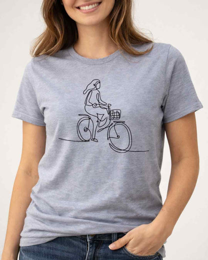 Cycling Line Art Girl T-shirt