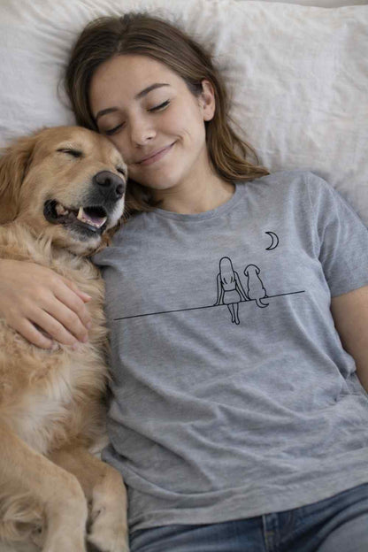 Girl And Dog Moon T-shirt