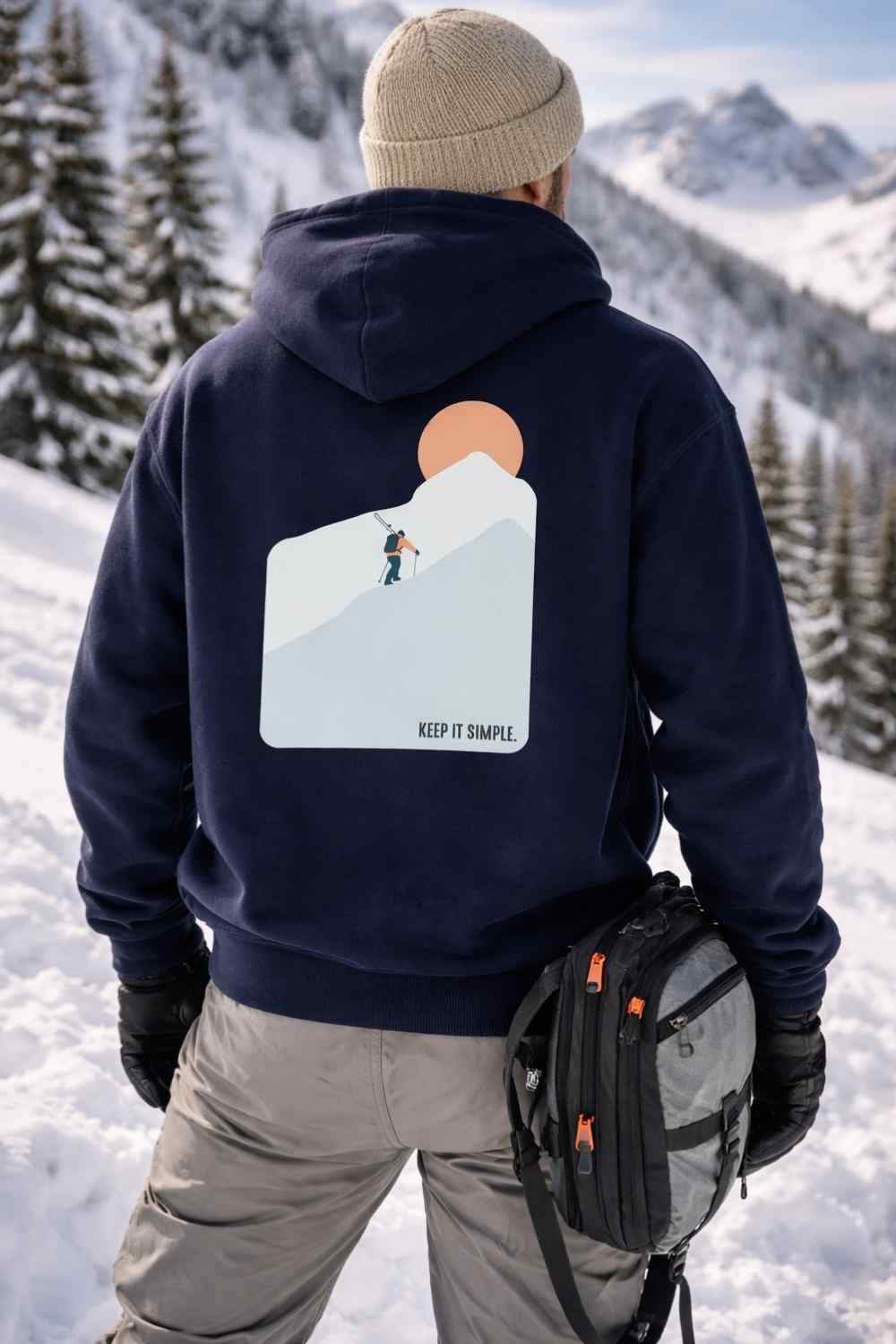Keep It Simple Ski Walk Back-Print Hoodie