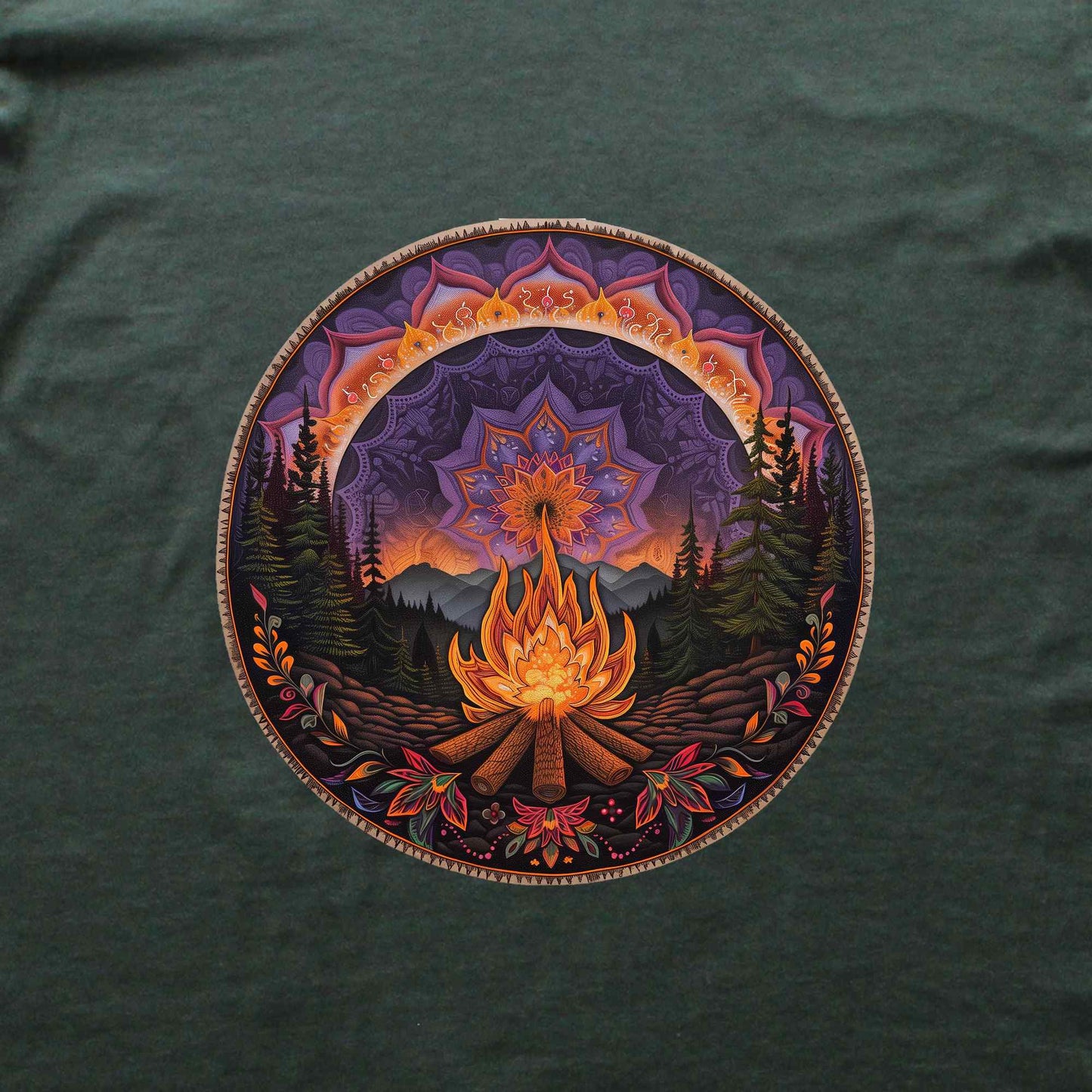 Mandala Campfire Landscape T-shirt