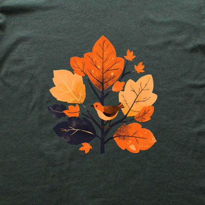 Bird and Leaves Graphic T-shirt