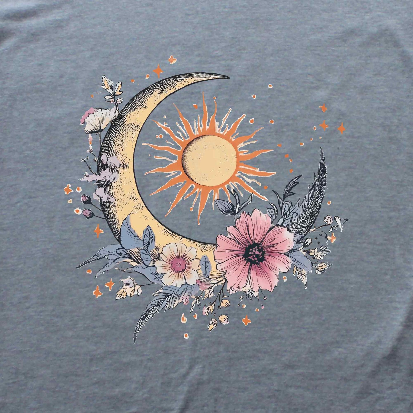 Floral Moon and Sun T-shirt