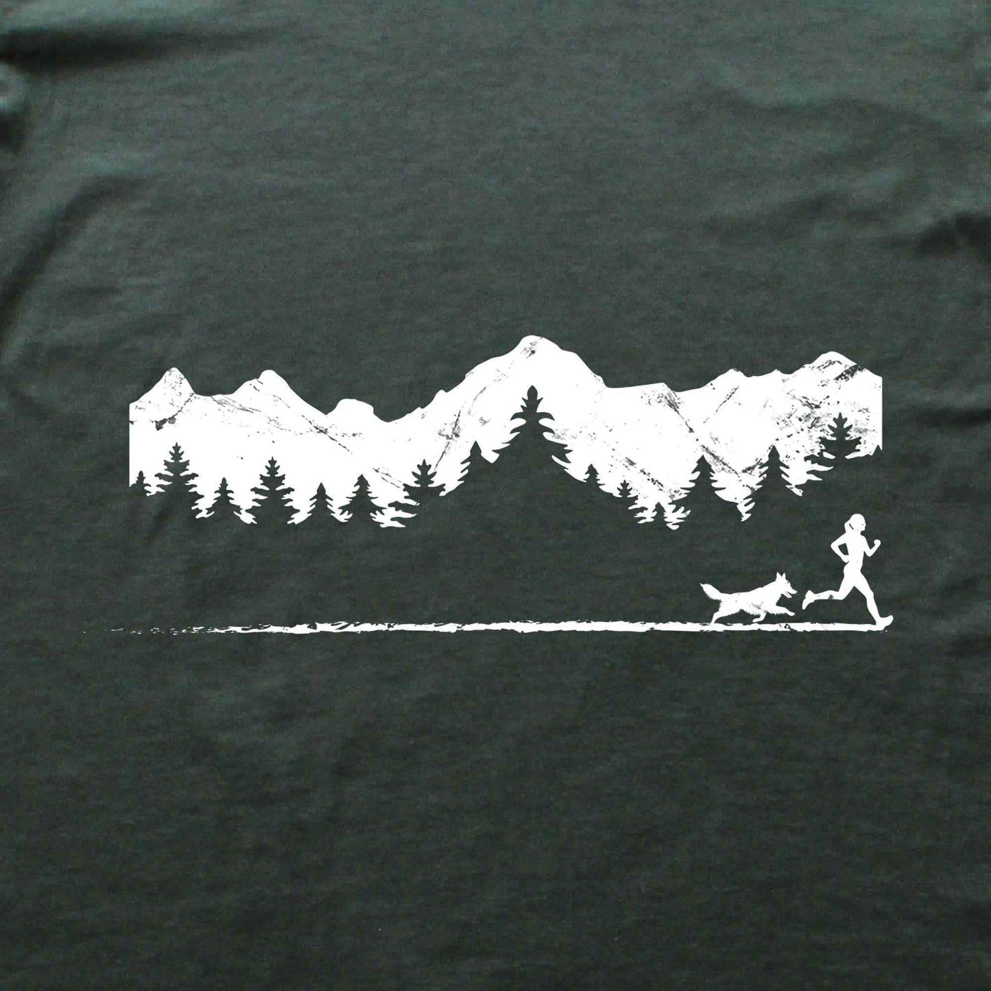 Running Girl and Dog Panorama T-shirt