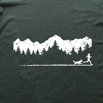 Running Girl and Dog Panorama T-shirt