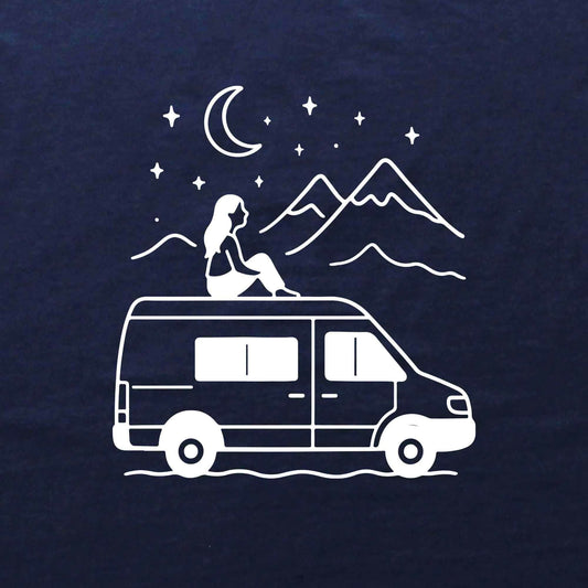 Van Night Landscape Girl T-shirt