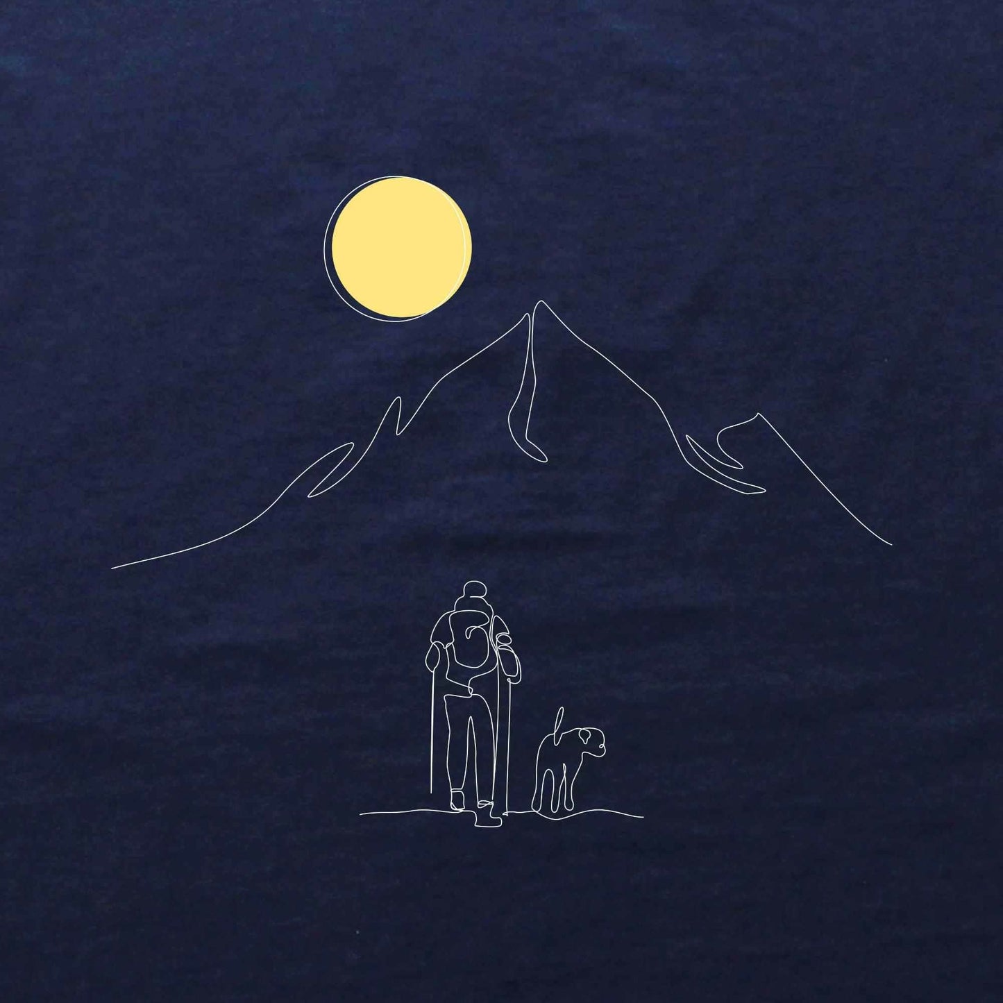 Line Art Hiker And Dog  T-shirt