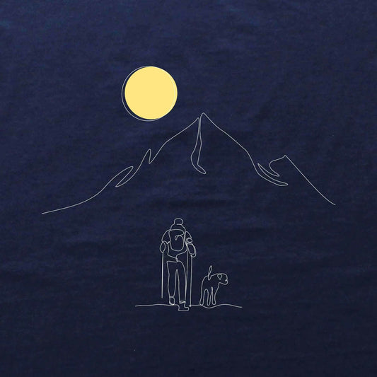 Line Art Hiker And Dog  T-shirt