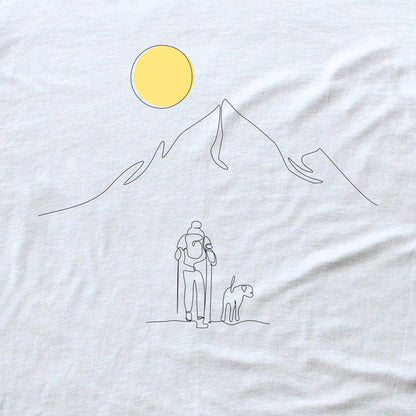 Line Art Hiker And Dog  T-shirt