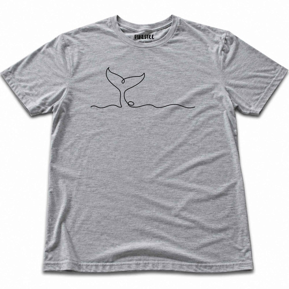 Line Art Whale Tail T-shirt - Sport Grey