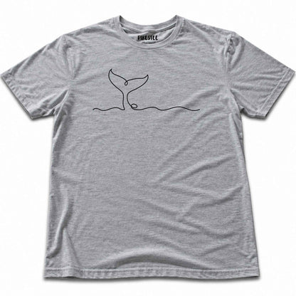 Line Art Whale Tail T-shirt - Sport Grey