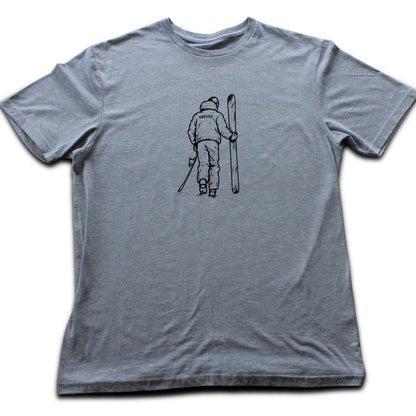 Hand Drawn Walking Skier T-shirt - Sport Grey