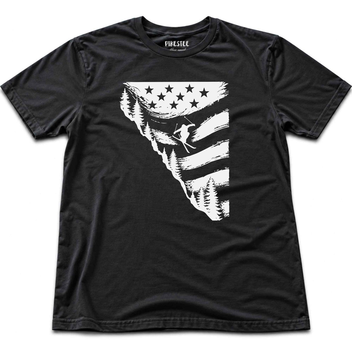 Flag Ski Jump U S A T-shirt - Black