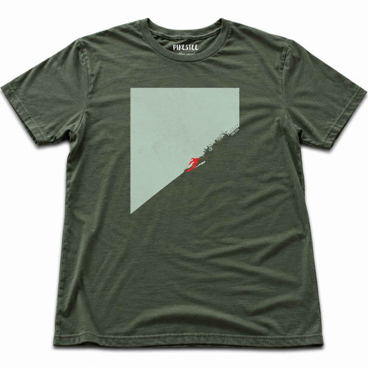 Ski Descent Path T-shirt - Military Green