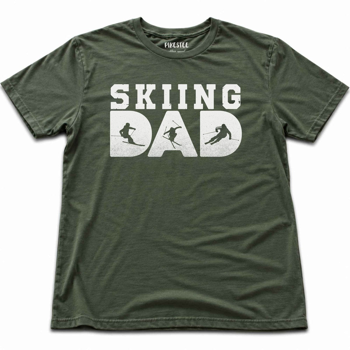 Skiing Dad Typo T-shirt - Military Green