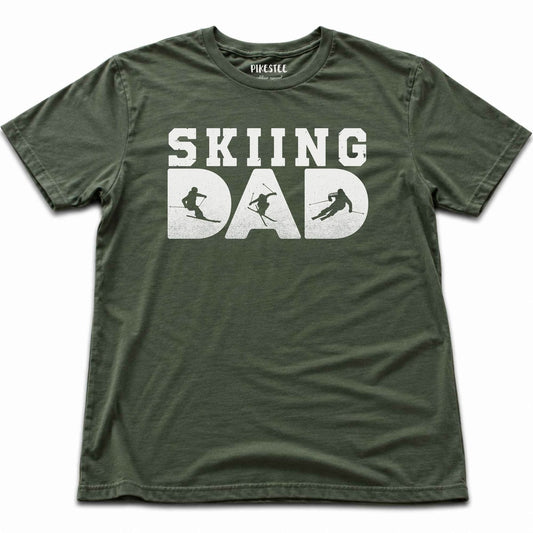 Skiing Dad Typo T-shirt - Military Green