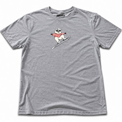 Skiing Dog T-shirt - Sport Grey