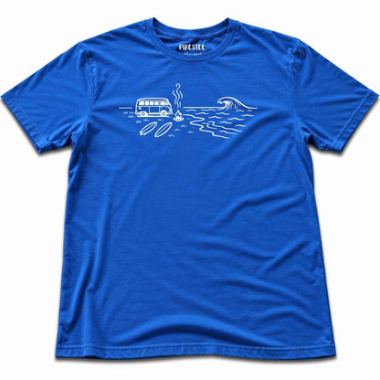 Van On The Beach T-shirt - Blue Royal
