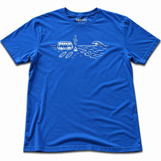 Van On The Beach T-shirt - Blue Royal