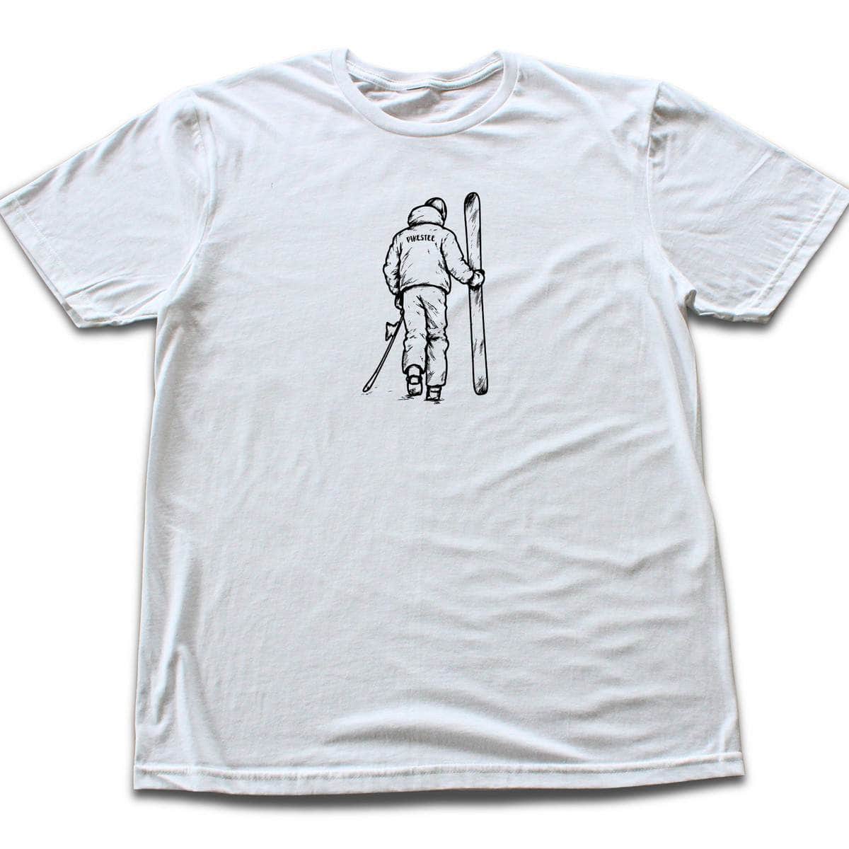 Hand Drawn Walking Skier T-shirt - White