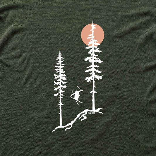 Ski Jump Trees T-shirt - Military Green - hero