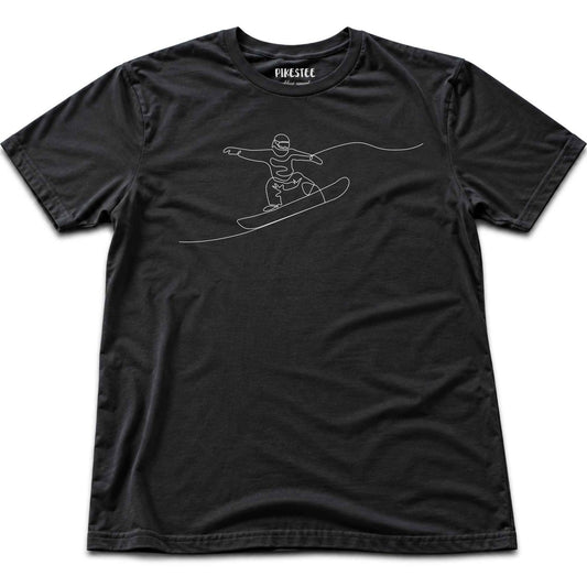 Snowboard Line Art T-shirt - Black