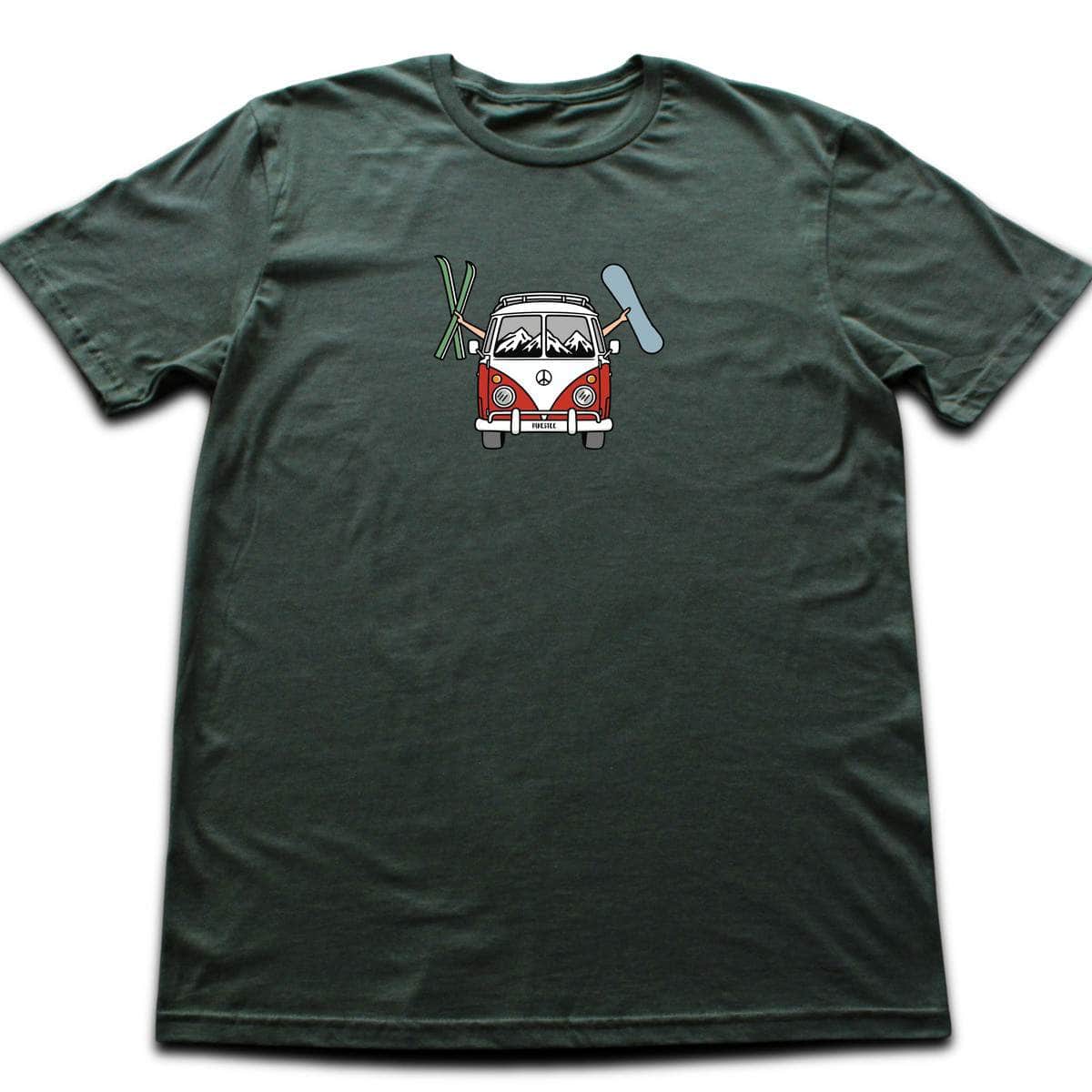 Ski And Snowboard Van T-shirt - Military Green