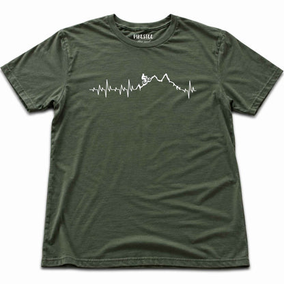 Mountain Biker Heart Beat T-shirt - Military Green