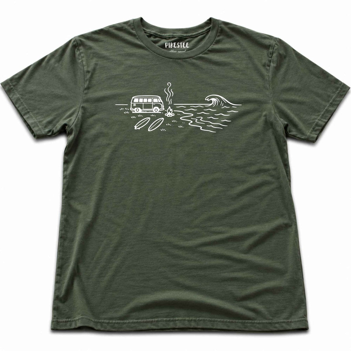 Van On The Beach T-shirt - Military Green
