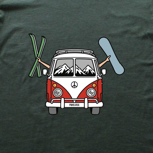Ski And Snowboard Van T-shirt - Military Green - hero