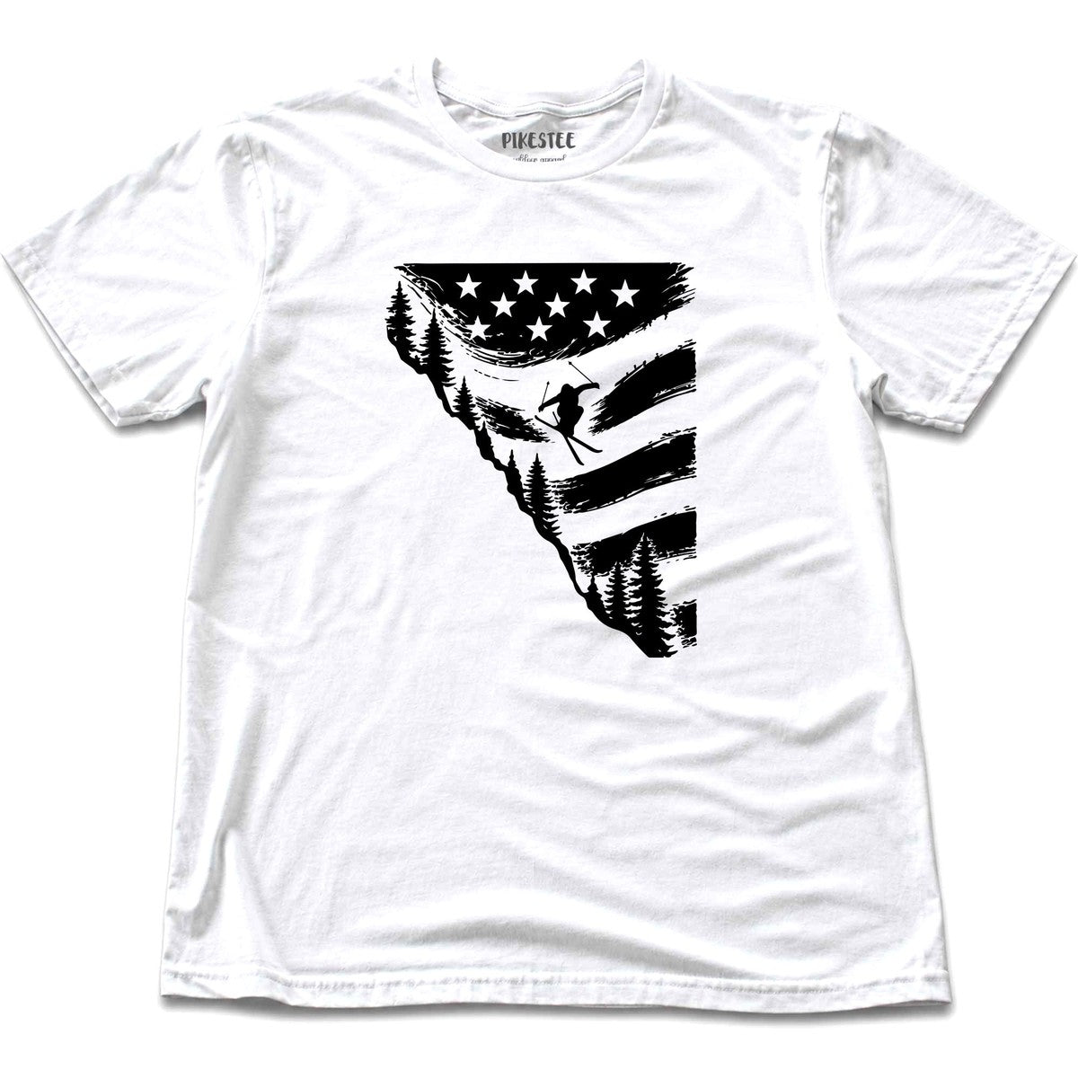 Flag Ski Jump U S A T-shirt - White