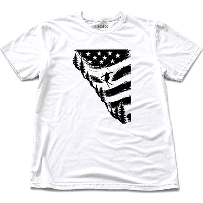 Flag Ski Jump U S A T-shirt - White