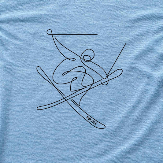 Ski Jump Line Art T-shirt - Light Blue - hero