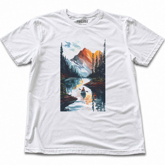Canoe And Landscape T-shirt - White