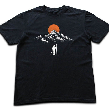 Walking Skier Mountain T-shirt - Black