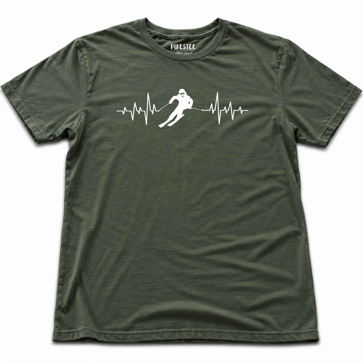 Heart Beat Skier T-shirt - Military Green