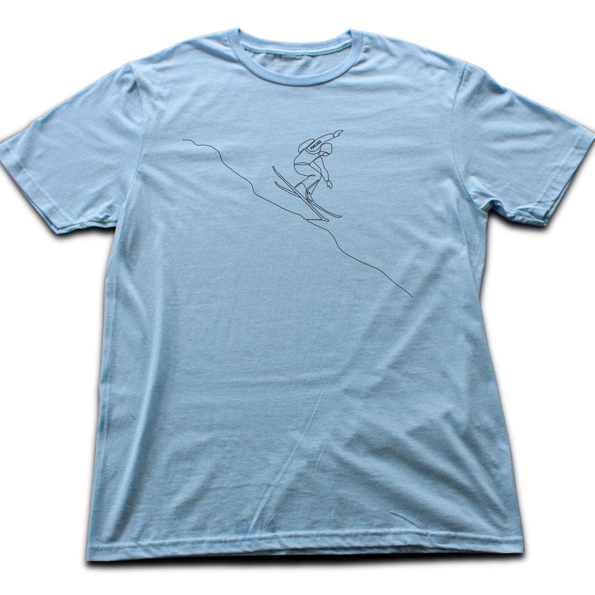Line Art Skier Jump T-shirt - Light Blue